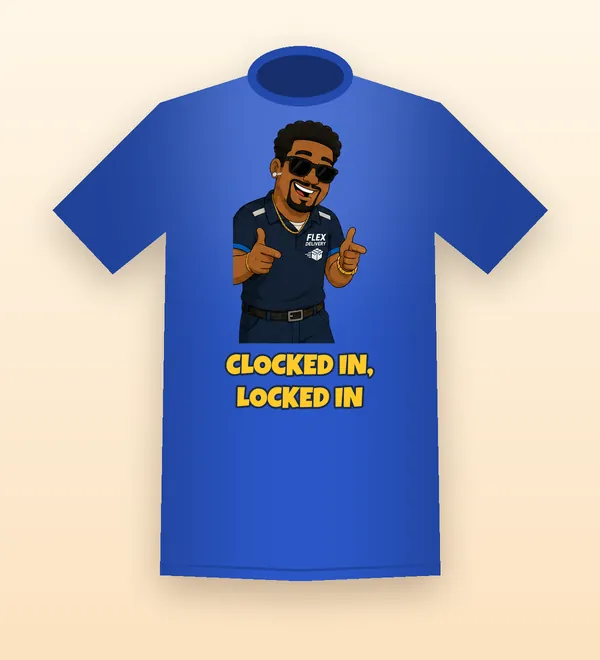 Mack tee on royal blue